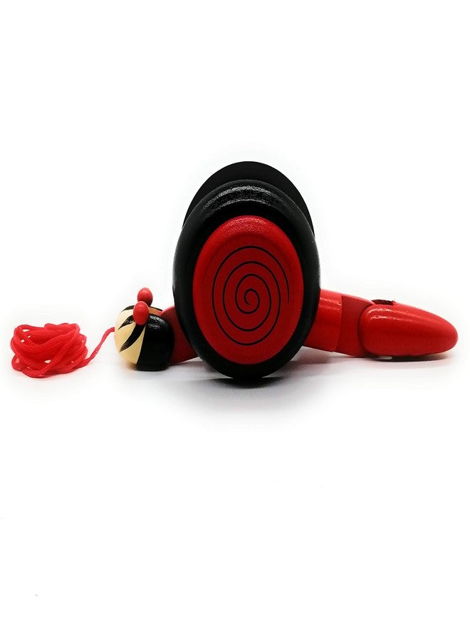 DAISYLIFE™ Walk-A-Long Snail Toddler Wooden Pull Toy | 6.5 x 2.5 Inch | Red - Image 1